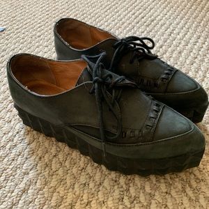 Jeffery Campbell black leather platform oxfords